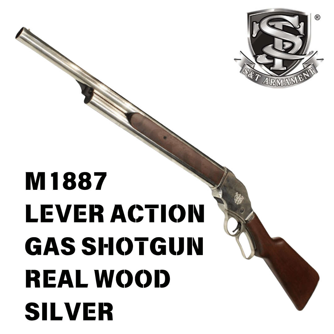 S&T Winchester M1887 Lever Action Gas Shotgun Real Wood Silver – S&T ...