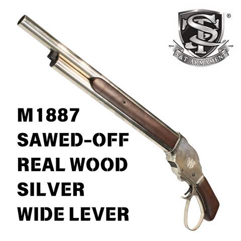 S&T Winchester M1887 Sawed-off Gas Shotgun Real Wood Silver Wide Lever